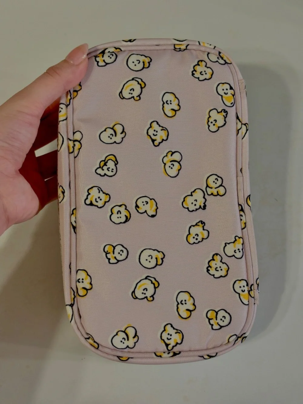 Kipling 100 Pens Pencil Case Nylon Hard Shell Popcorn Pouch w/ Keychain Lilac